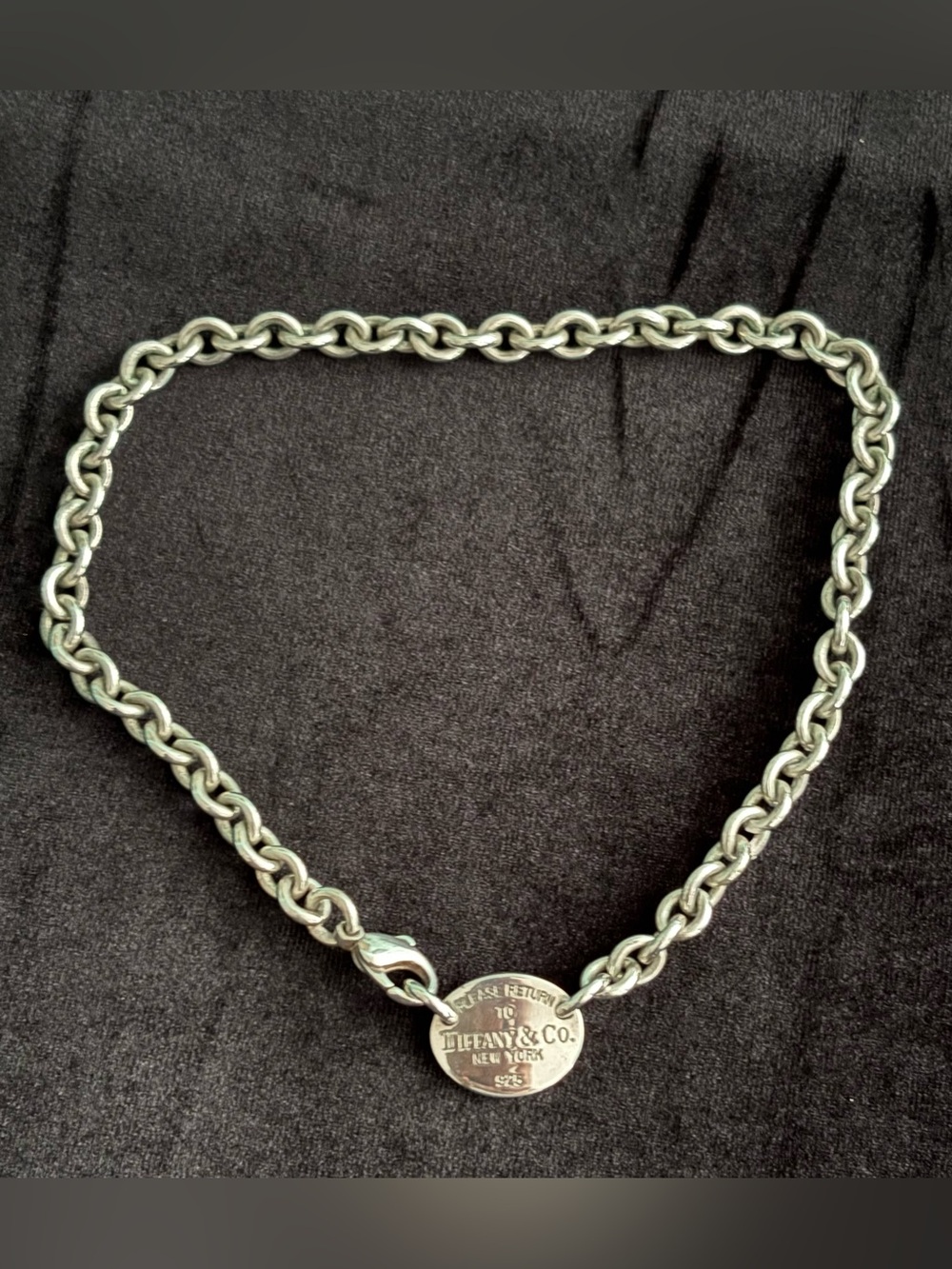 Tiffany & Co Return to Tiffany 925 Sterling Silver Round Tag Chain Necklace 15"